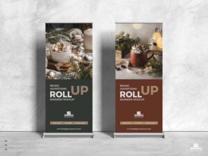 Read more about the article Free Brand Advertising Roll Up Banners Mockup