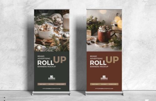Free Brand Advertising Roll Up Banners Mockup