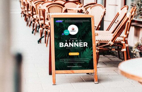Free Outdoor Stand Banner Mockup Design