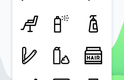 Linear Hairdressing Salon Elements Icon Pack