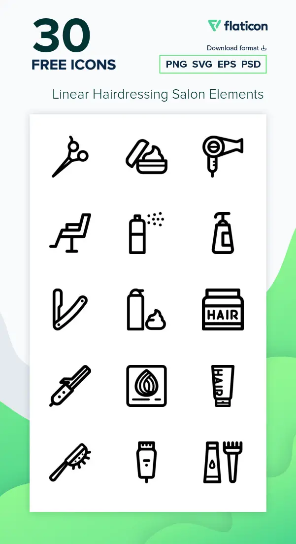 Linear Hairdressing Salon Elements Icon Pack