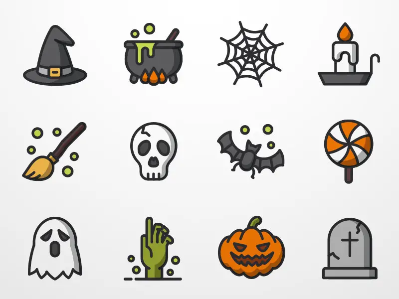 12 pixel perfect Halloween icons
