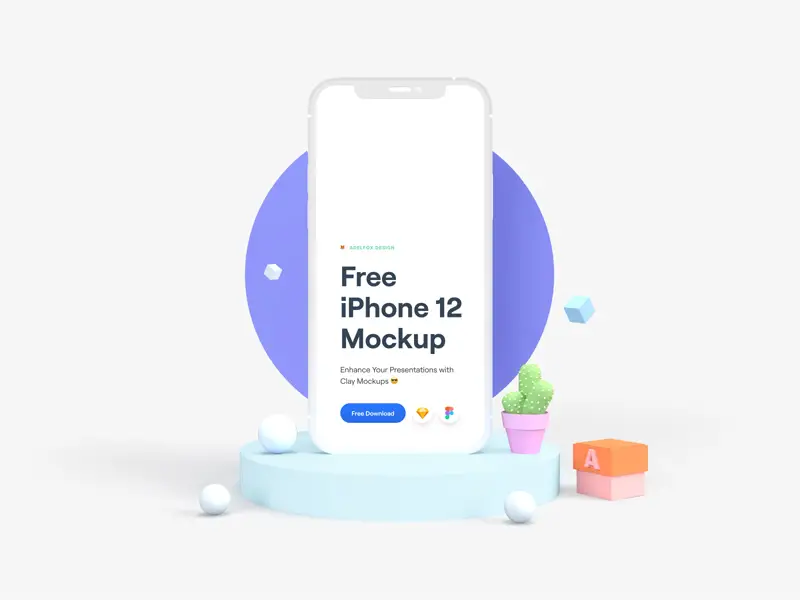 Download iPhone 12 Clay Mockup for Sketch