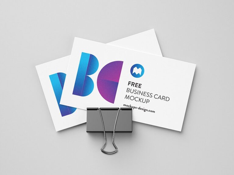 Business card with foldback clip mockup