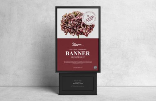 Free Citylight Advertising Stand Banner Mockup