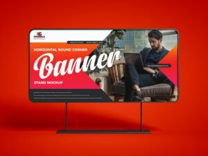 Read more about the article Free Horizontal Round Corner Stand Banner Mockup