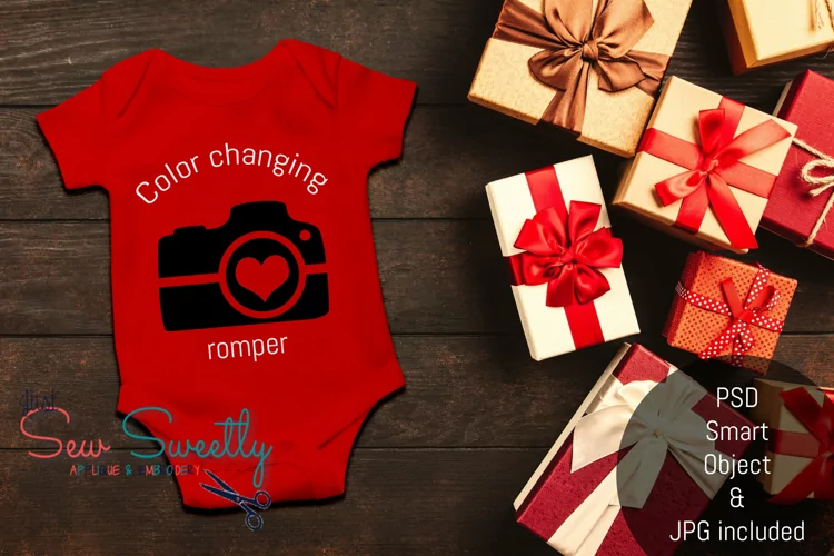 Christmas Baby Romper Shirt Mock up with PSD