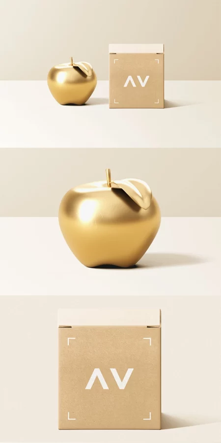 Apple With Box Mockup